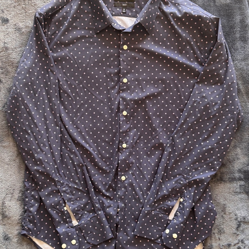 Bonobos XL Slim Men's Navy and Purple Polka Dot Shirt